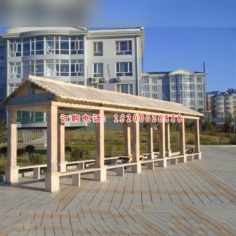 晚霞红长廊雕塑，小区长廊石雕