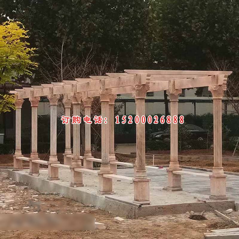 晚霞红走廊雕塑，公园景观石雕