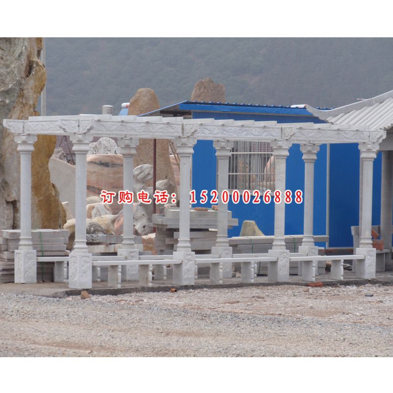 长廊石雕，大理石公园景观雕塑