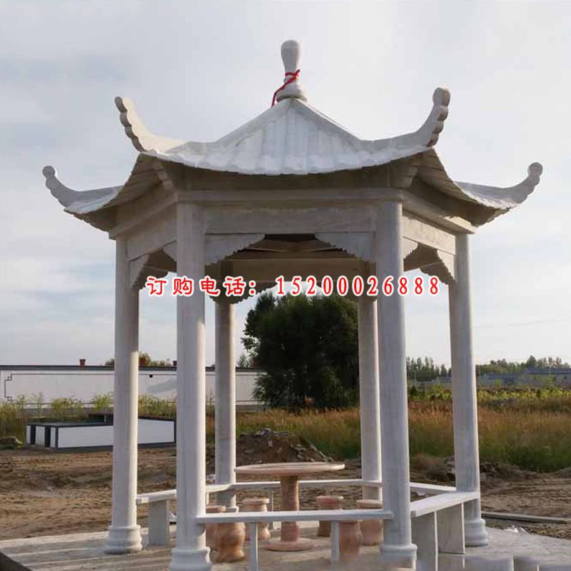 大理石六角凉亭  石雕广场景观雕塑