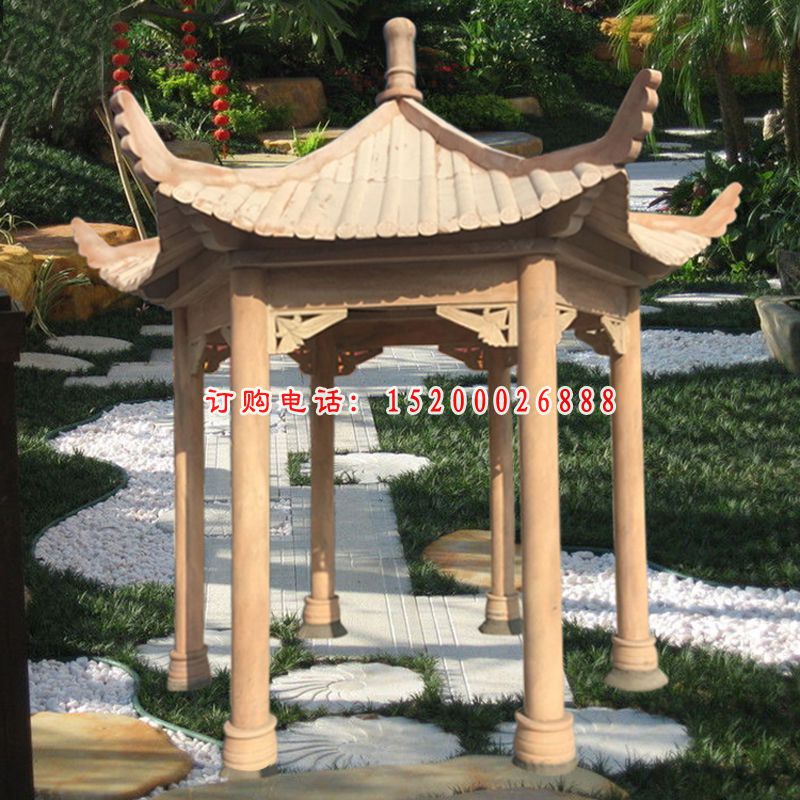大理历史六角凉亭  石雕小区景观摆件 (1)