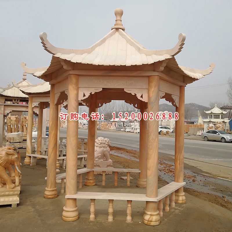 大理历史六角凉亭  石雕小区景观摆件 (2)
