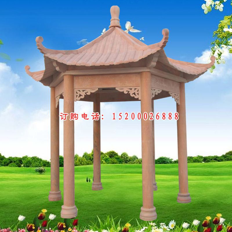 大理石四角凉亭  石雕公园景观摆件