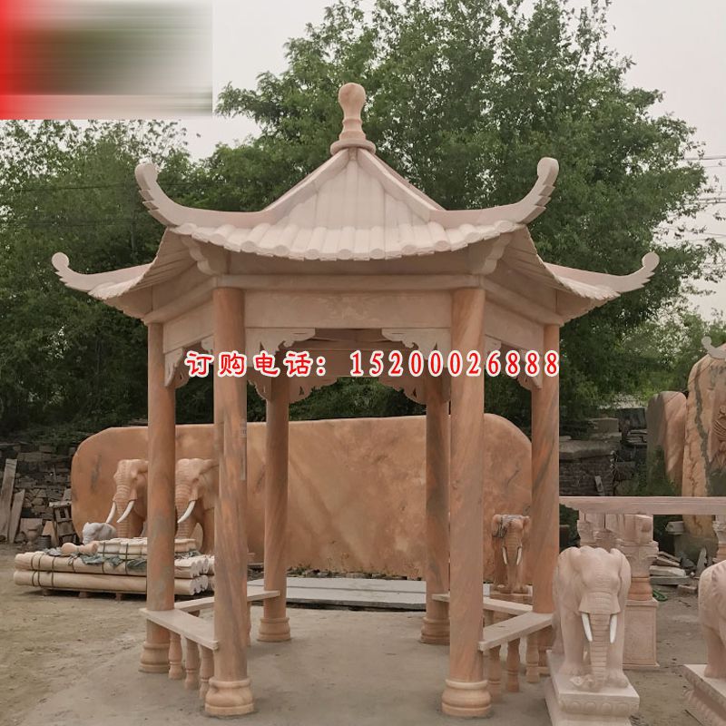大理石四角凉亭  石雕公园景观雕塑
