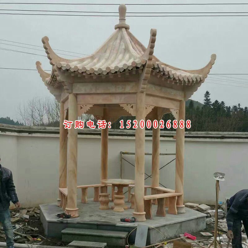 大理石四角凉亭  石雕小区景观雕塑 (3)