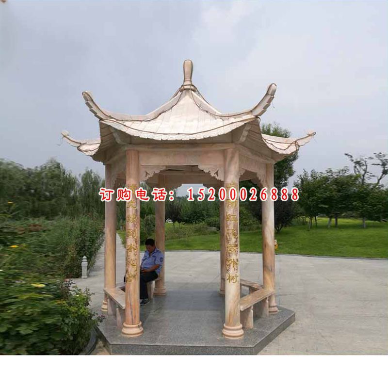 大理石四角凉亭  石雕小区景观雕塑 (2)