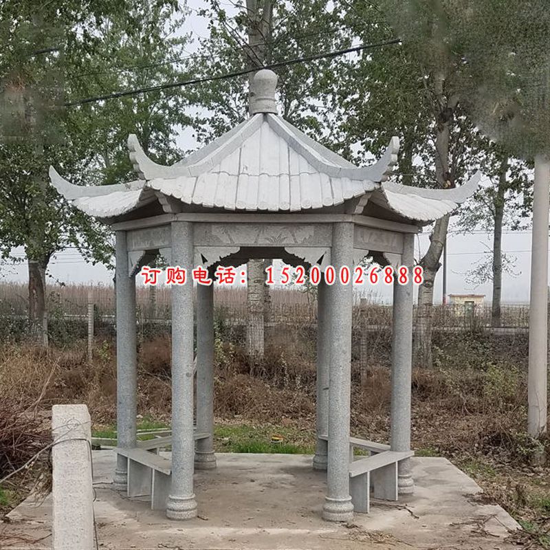 公园石凉亭，青石亭子