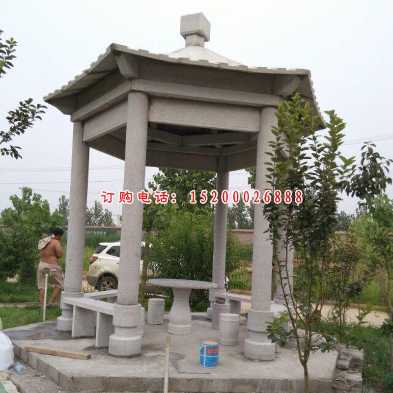 大理石凉亭雕塑，中式凉亭石雕 (2)