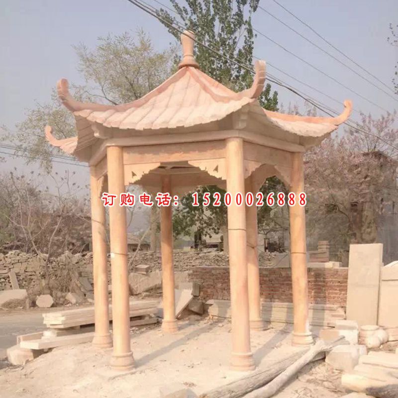 石雕凉亭，晚霞红凉亭 (2)