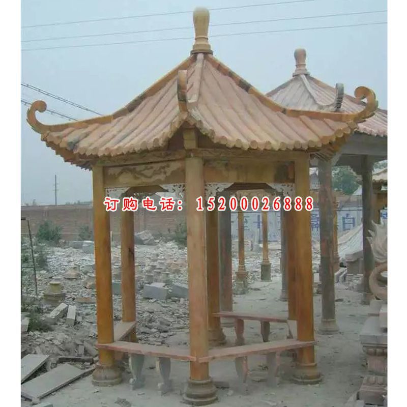 石凉亭，晚霞红石凉亭 (1)