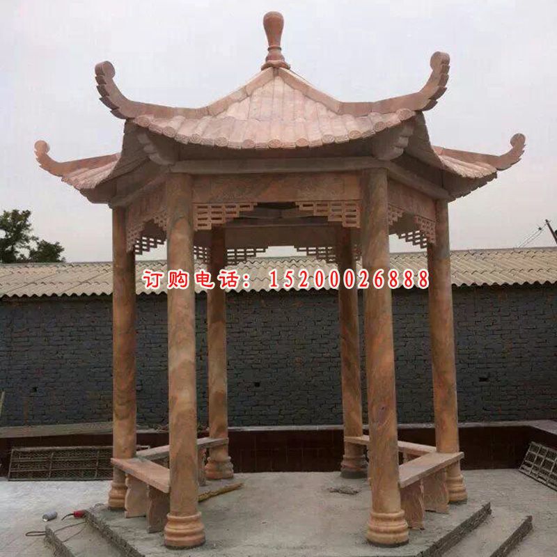 晚霞红石凉亭 (2)