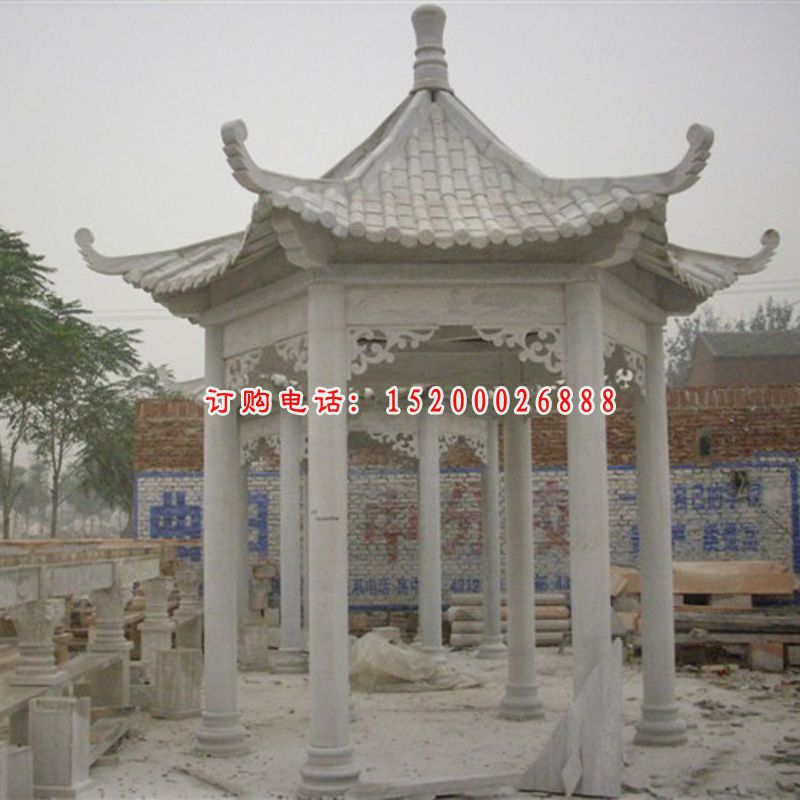 石凉亭，汉白玉单层石凉亭
