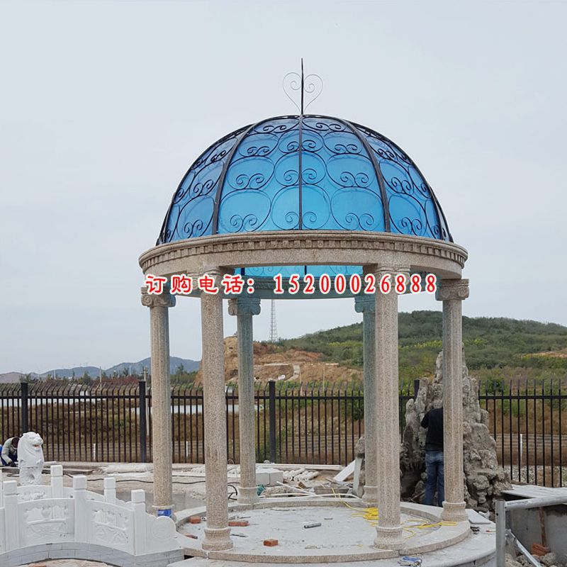 欧式圆顶凉亭，公园石凉亭