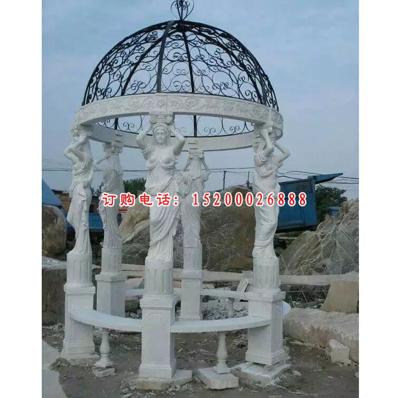 石雕凉亭，汉白玉欧式凉亭