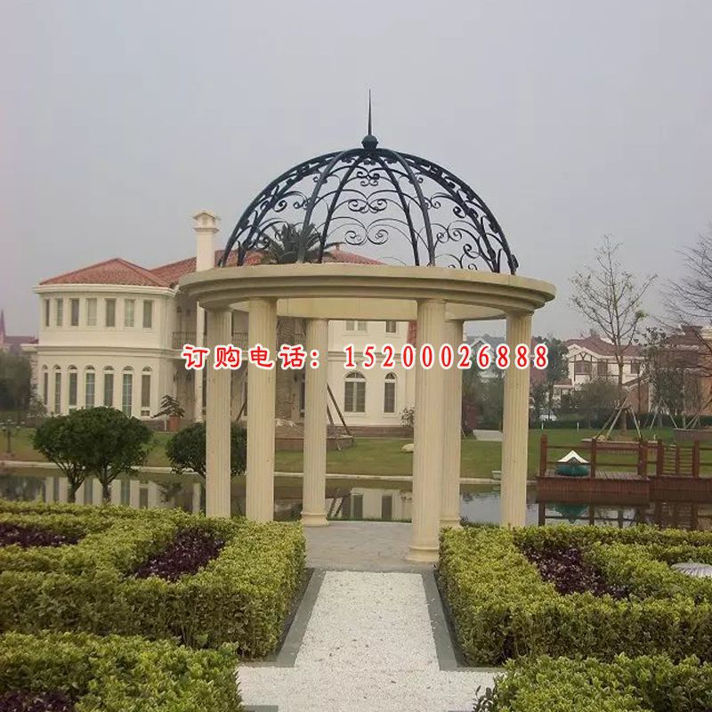 石雕凉亭，欧式圆顶凉亭，别墅区凉亭雕塑