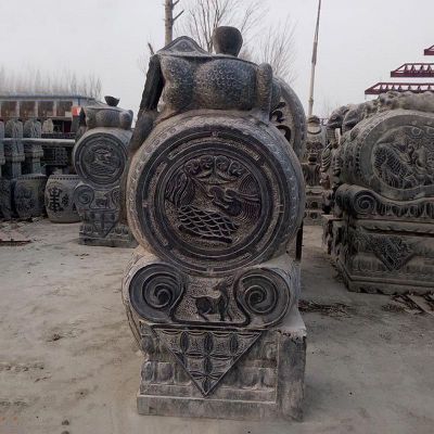 石墩青石雕塑，抱鼓石雕塑 