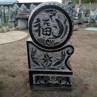 门墩雕塑，青石仿古抱鼓石