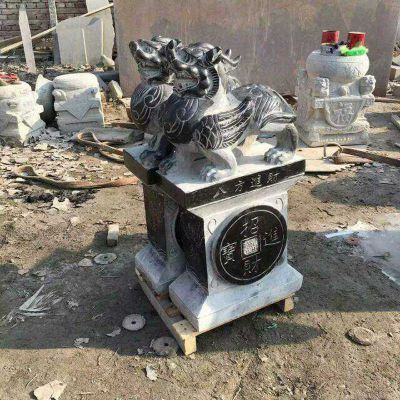 八方进财雕塑，庭院景观石门墩雕塑