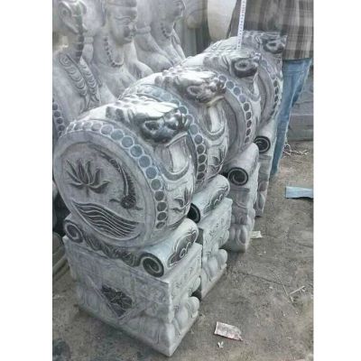 抱鼓石雕塑，青石门墩雕塑