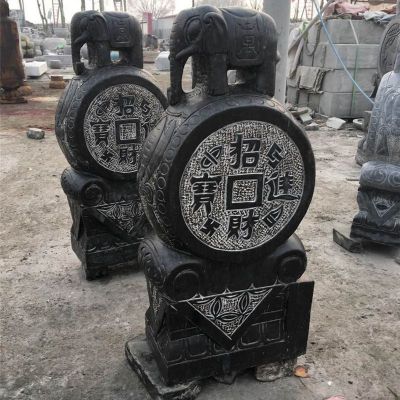 抱鼓石雕塑，小象门墩雕塑