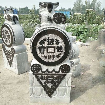 仿古抱鼓狮子  石雕门口摆件 