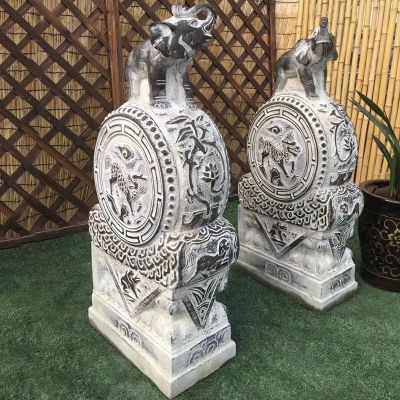 仿古抱鼓石，小象石门墩