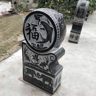 仿古抱鼓石雕塑，庭院门口雕塑