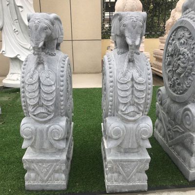 仿古门墩石雕 貔貅抱鼓石 