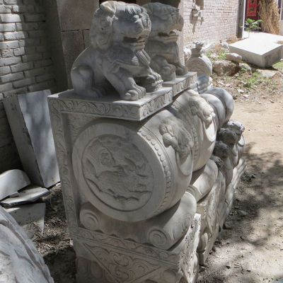 仿古门墩石雕貔貅抱鼓石