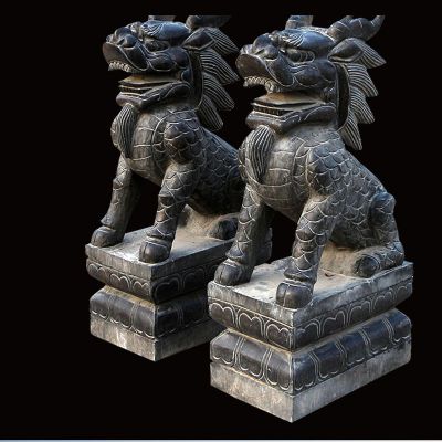 仿古麒麟雕塑，招财石门墩
