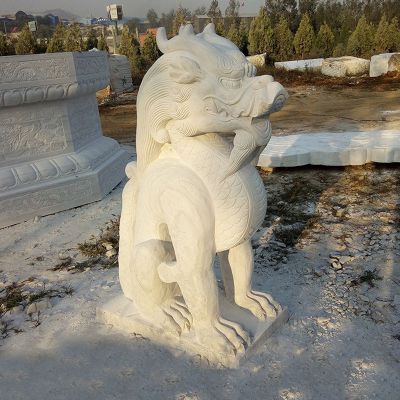 汉白玉狴犴雕塑 龙生九子石雕 