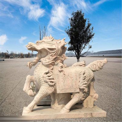 大理石立式麒麟  石雕广场动物雕塑