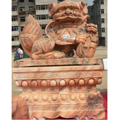 石头看门狮子，南方石雕狮子 