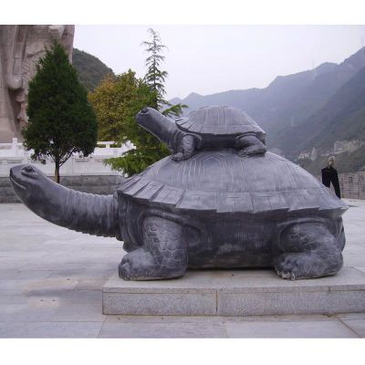 石雕母子龟，寺庙乌龟雕塑 
