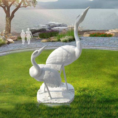大理石仙鹤  石雕公园动物雕塑 