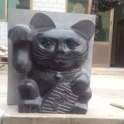小猫石雕，卡通小猫动物雕塑 