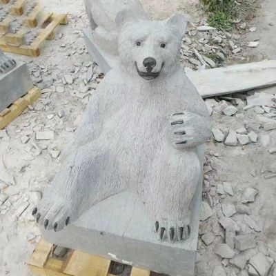 大理石狗熊  石雕公园动物雕塑 