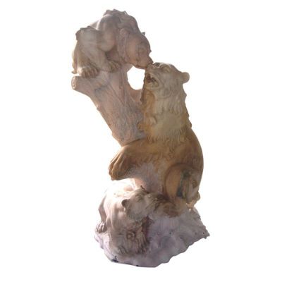 大理石母子狗熊   石雕公园动物雕塑