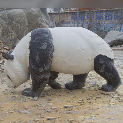 大熊猫石雕，公园动物石雕