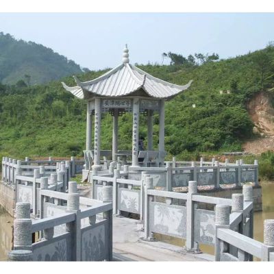 石雕凉亭，青石湖心亭雕塑