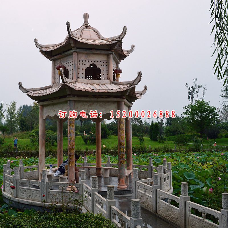 大理石六角凉亭  石雕公园景观雕塑