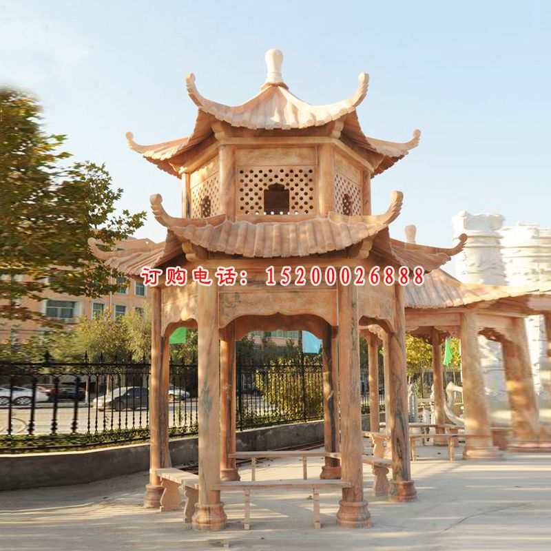 大理石四角凉亭  景观雕塑 (2)