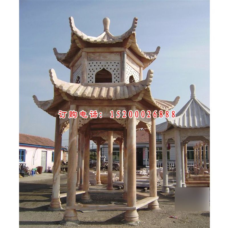 两层凉亭石雕，中式凉亭雕塑 (2)