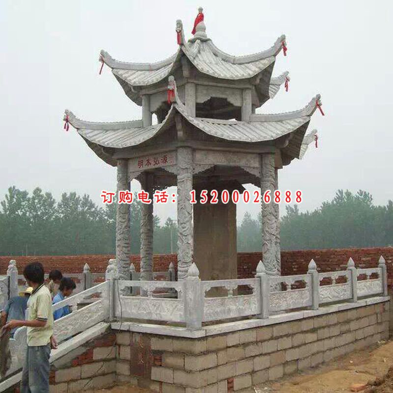 石雕凉亭，大理石碑亭雕塑