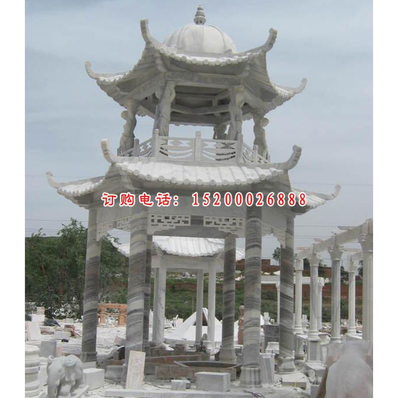 石雕凉亭，公园景观雕塑 (1)