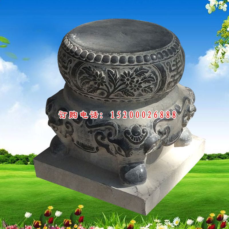 青石花纹石凳   石雕公园景观摆件