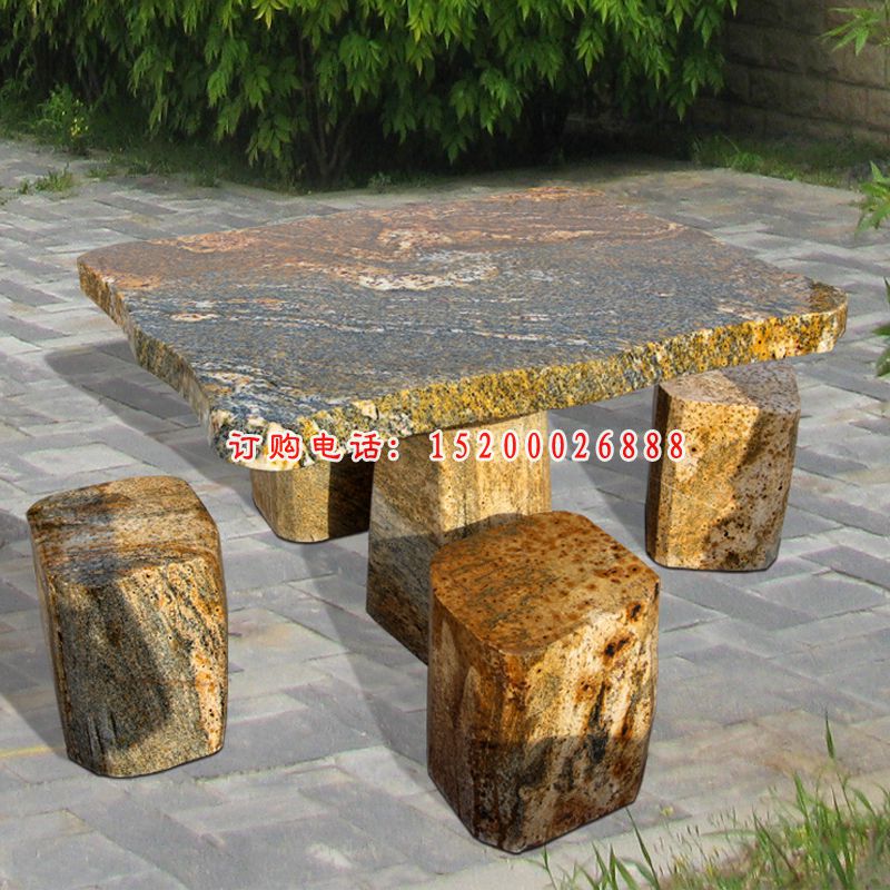 石桌凳雕塑，公园景观摆件