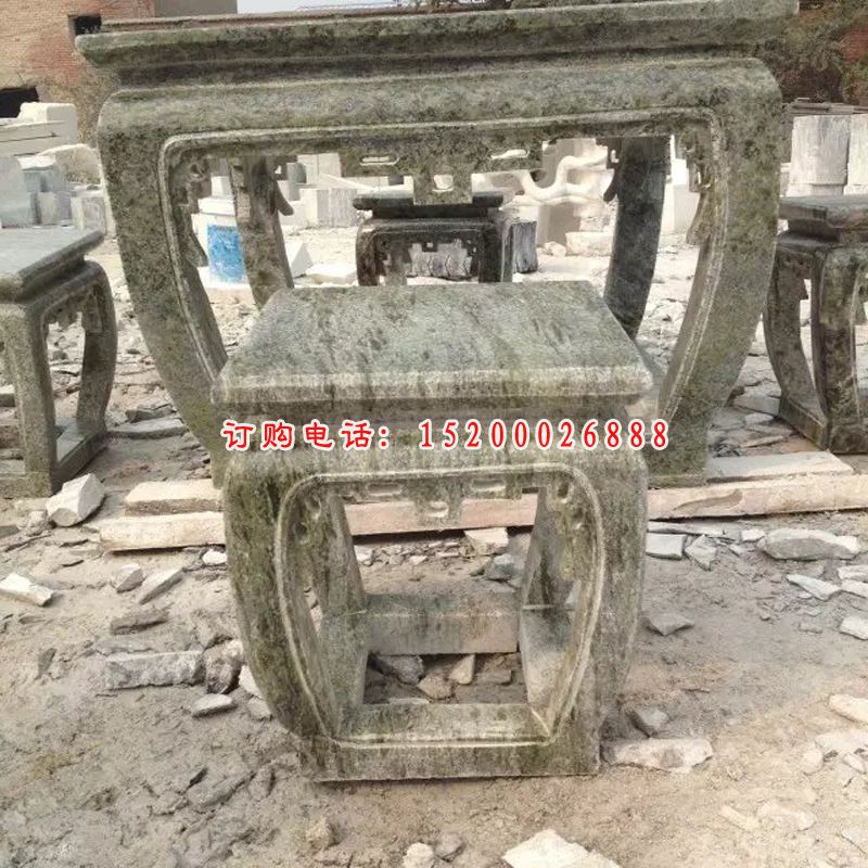 石桌石凳，仿古大理石桌子凳子 (2)