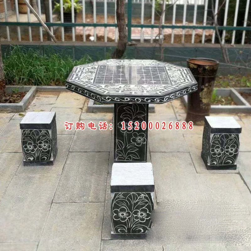 下棋桌子石雕，公园石桌凳