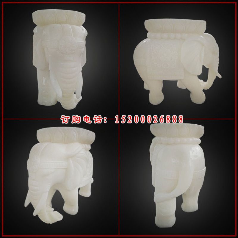 小象凳石雕，汉白玉石凳